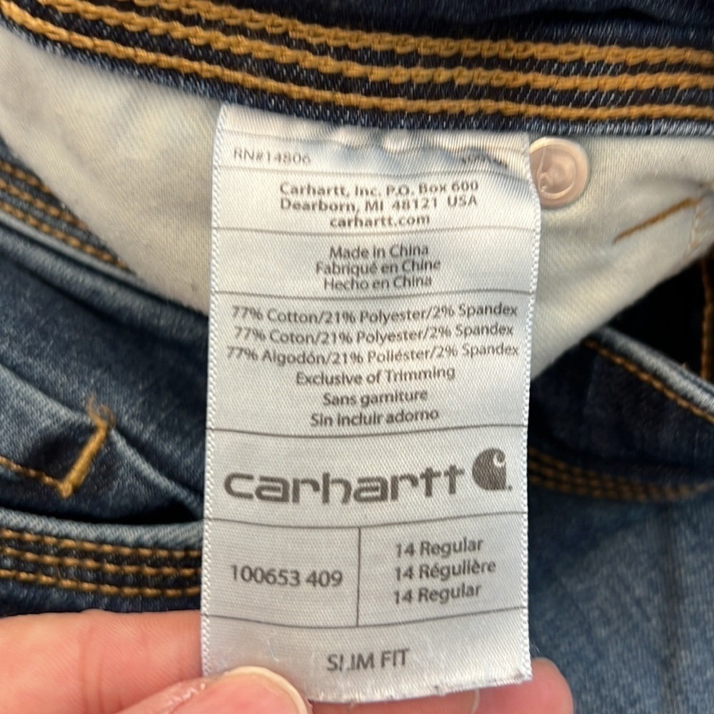 CARHARTT slim fit jeans size 14 straight leg has stretch - Picture 13 of 15
